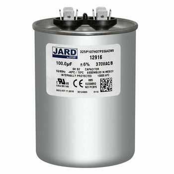 Jard 325P107H37P33A4ZM9 100.0 uF +/-6% 370 VAC/B Motor Run Capacitor 50/60Hz