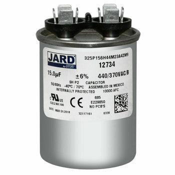 Jard 325P156H44M23A4ZM9 15.0 uF +/-6% 440/370 VAC/B Round Run Capacitor 50/60Hz
