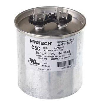 Rheem 325P356H44P25A4XR9 Capacitor Run 35uF 370VAC 50/60HZ Round