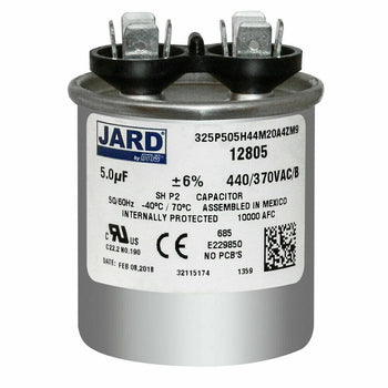 Jard 325P505H44M20A4ZM9 5.0 uF +/-6% 440/370 VAC/B Round Run Capacitor 50/60Hz
