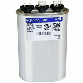 Genteq 97F9758 C34510L Dual Rating Capacitor Oval 45 + 10 uF MFD x 370 VAC