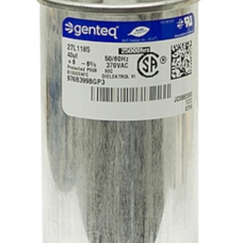GE / Genteq 27L1185 40 MFD 370 VAC Round Run Capacitor