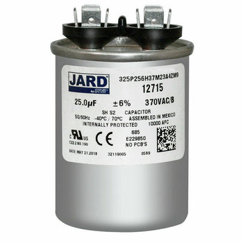 Jard 325P256H37M23A4ZM9 25.0 uF +/-6% 370 VAC/B Round Run Capacitor 50/60Hz